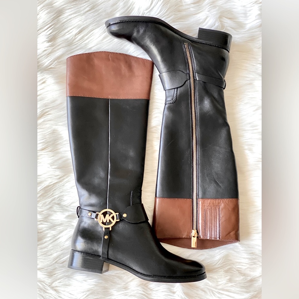 MICHAEL Michael Kors Fulton Harness Boot | Black/Mocha | size 8